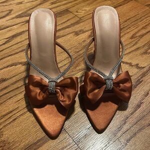 Versatile Rhinestone Bow One-Strap Stiletto High Heel Sandals